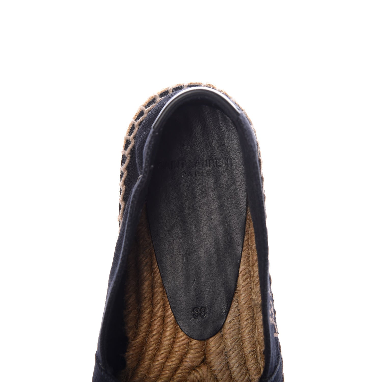 Saint Laurent Canvas Nappa Elba Light Logo Embroidered Espadrilles 38 Black 7 of 9