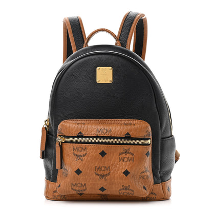 MCM Visetos Calfskin Medium Geonautic Backpack Black Cognac 1 of 13