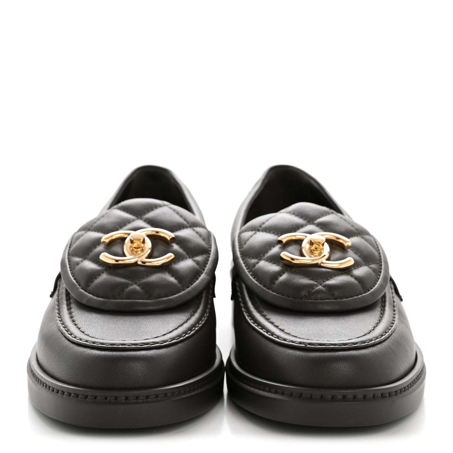 Lambskin Quilted CC Turnlock Loafers 37 Brown