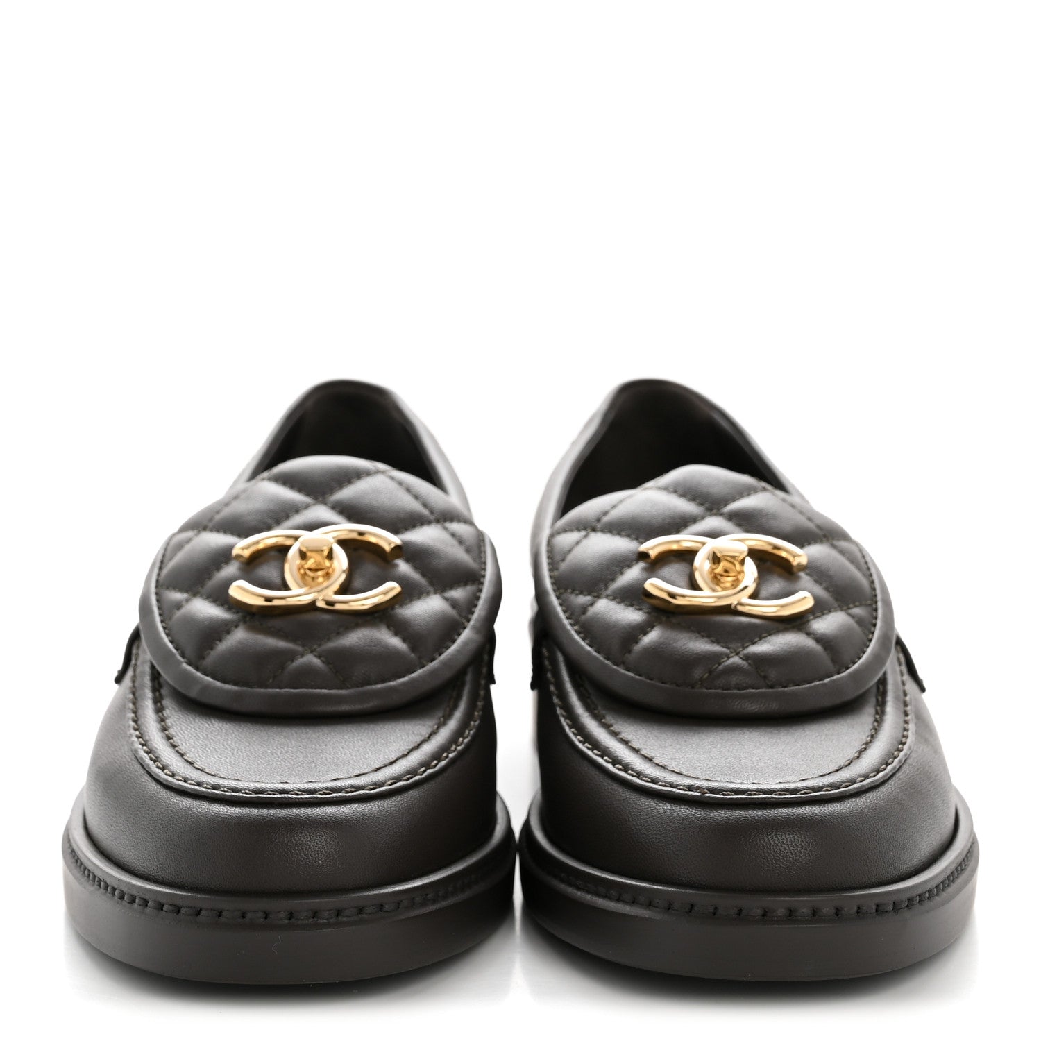 Chanel Lambskin Quilted CC Turnlock Loafers 37 Brown 3 of 9