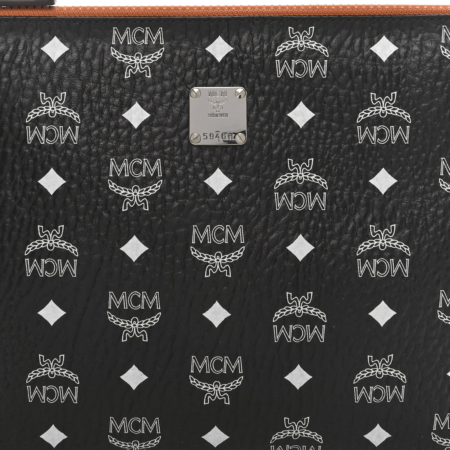 MCM Visetos Medium Stark Wristlet Pouch Black Cognac 8 of 8