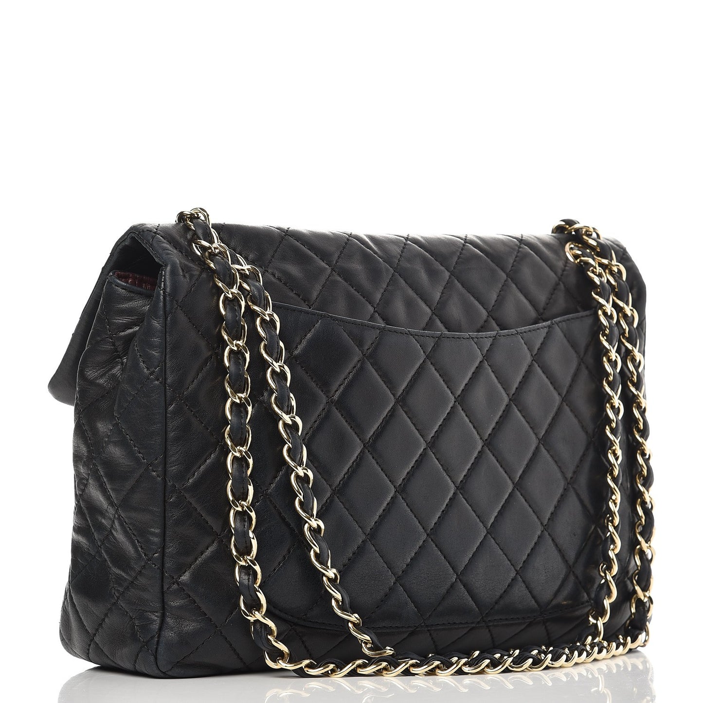 Lambskin Quilted Maxi Single Flap Black