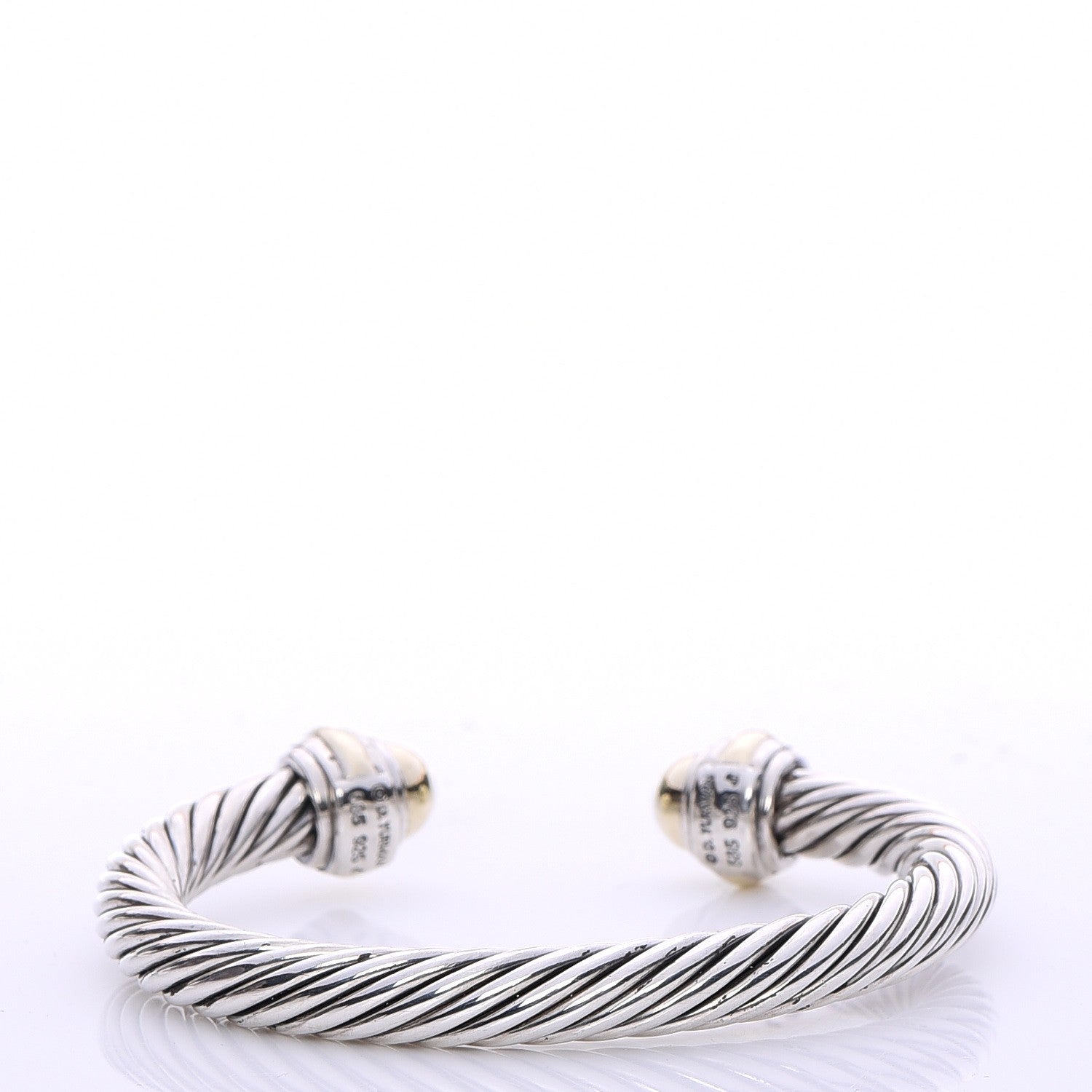 David Yurman Sterling Silver 14K Yellow Gold 7mm Cable Classics Bracelet 3 of 5