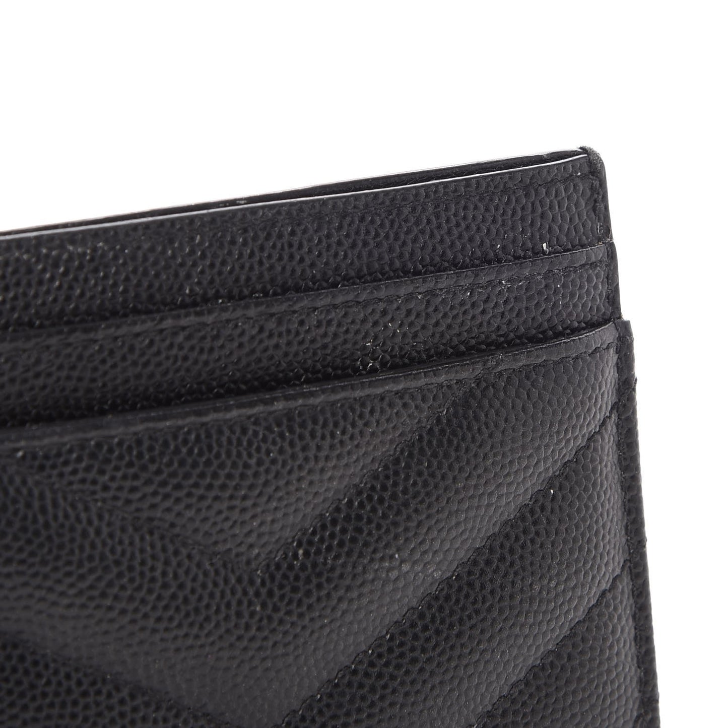 Grain De Poudre Matelasse Chevron Monogram Credit Card Case Black