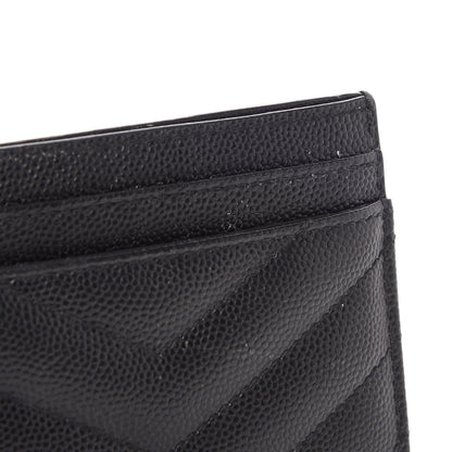 Saint Laurent Grain De Poudre Matelasse Chevron Monogram Credit Card Case Black 10 of 11