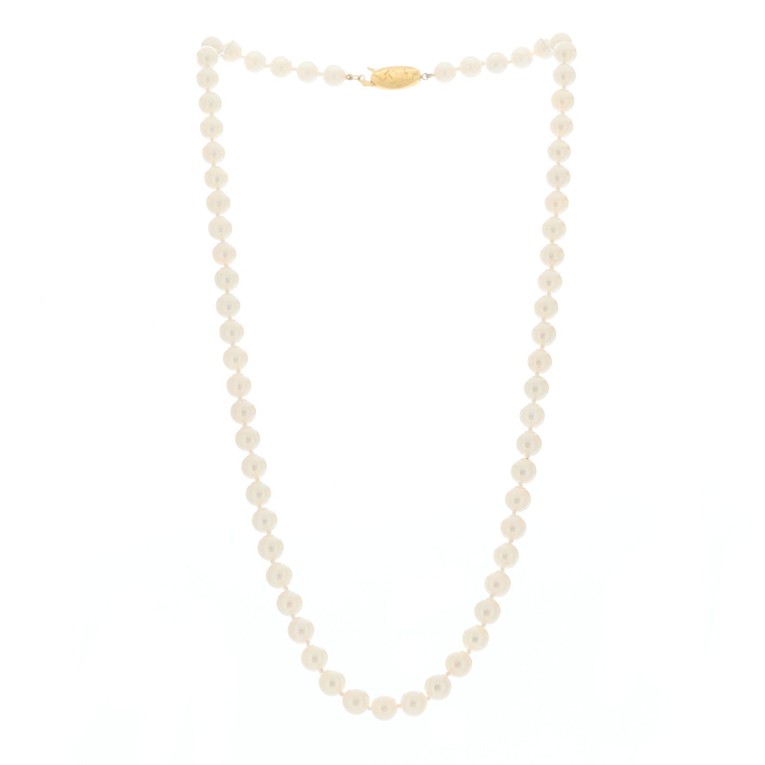 Tiffany 18K Yellow Gold 6-6.5mm Pearl Signature Necklace 2 of 5