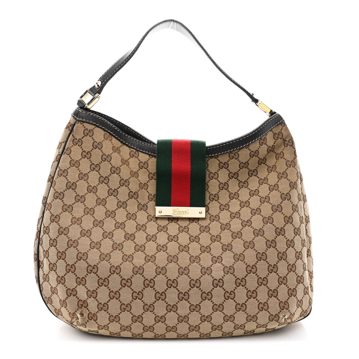 Monogram Large New Ladies Web Hobo Dark Brown