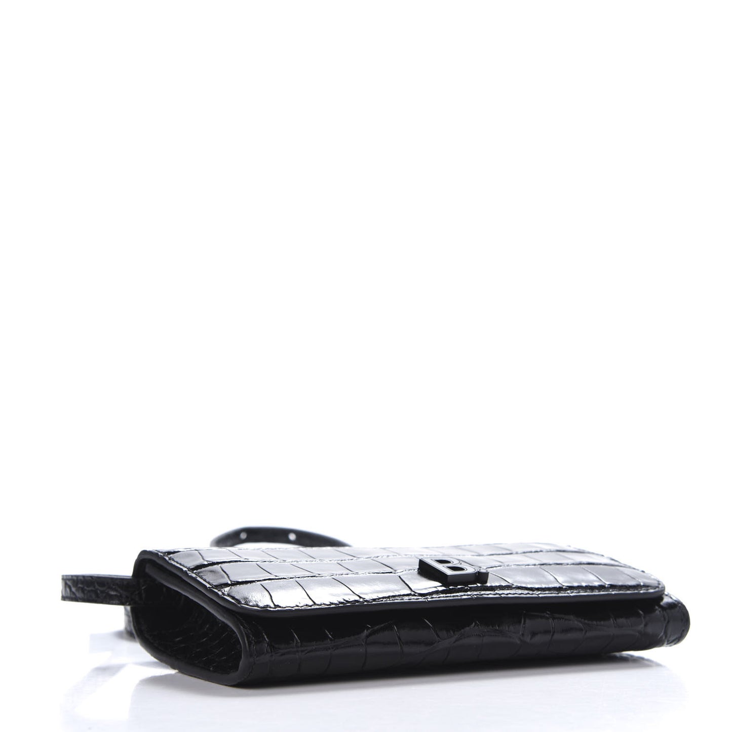Calfskin Crocodile Embossed Touch Phone Holder With Strap Black