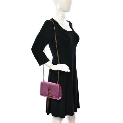 Saint Laurent Metallic Calfskin Small Classic Monogram Kate Tassel Satchel Pink 2 of 10