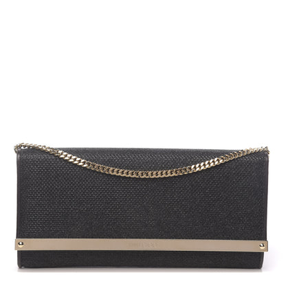 Jimmy Choo Glitter Fabric Milla Chain Wallet Black 1 of 10
