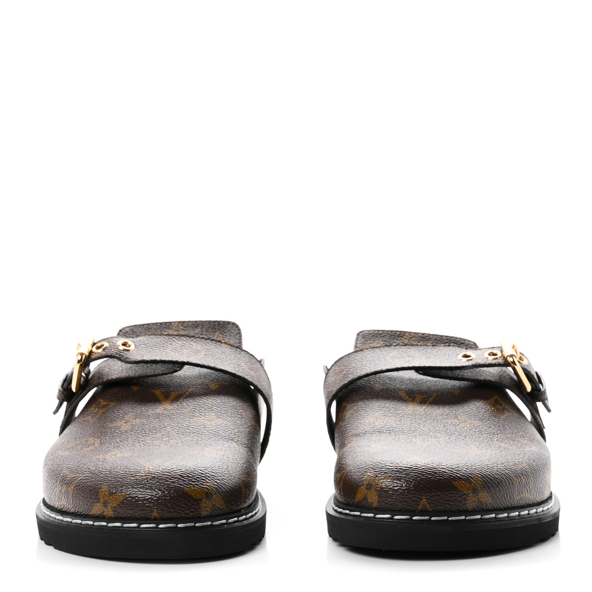 Patent Monogram Womens Cosy Flat Comfort Clog Mules 41 Brown