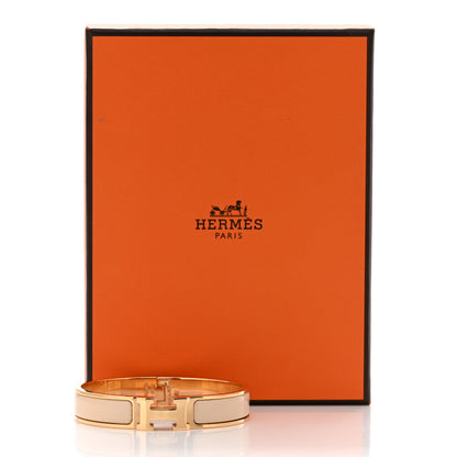 Hermes Enamel Narrow Clic Clac H Bracelet PM Beige Rose 3 of 5