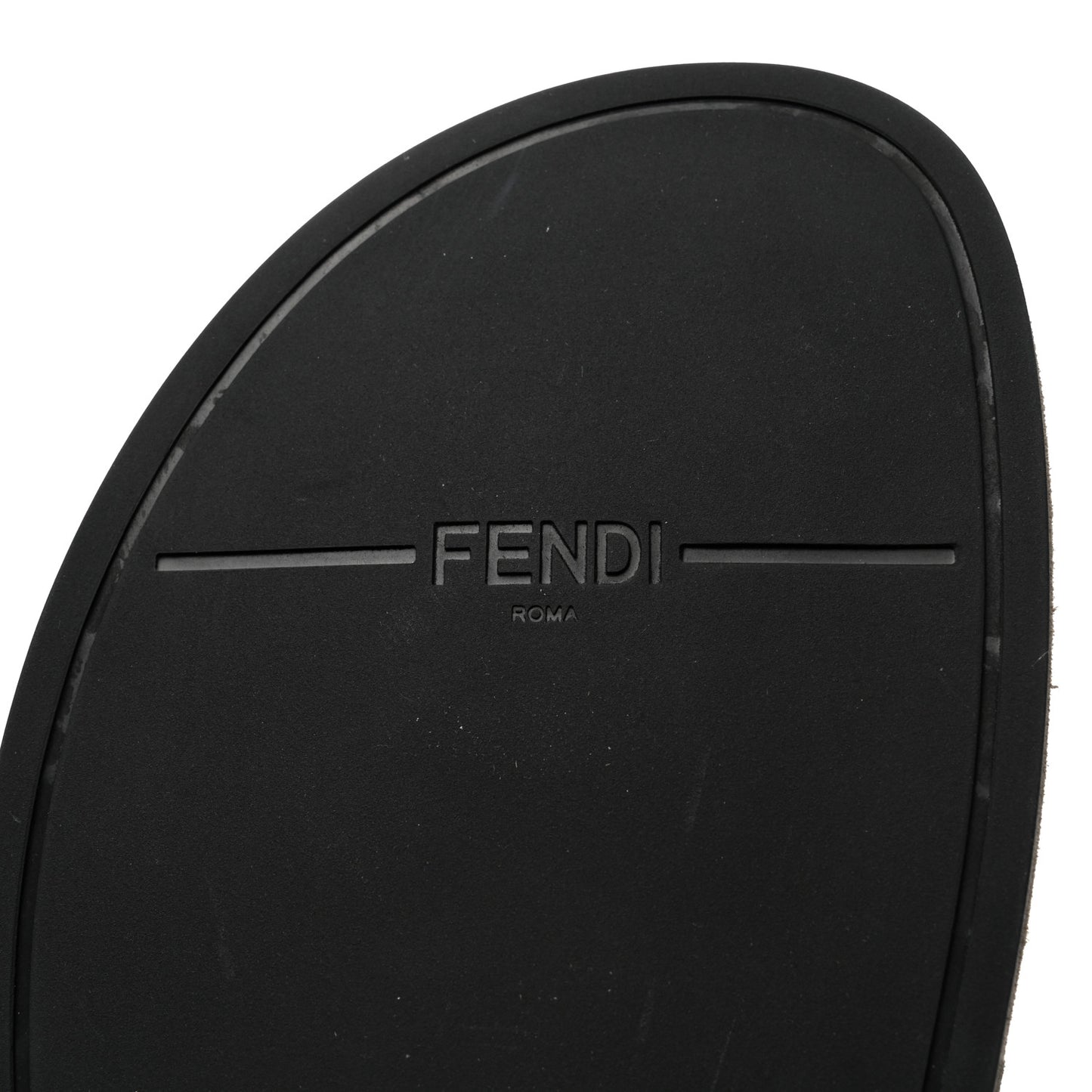 Chenille Fabric Jacquard Suede FF Womens Fendi Feel Buckled Slide Sandals 37.5 Tortora Nuvola Rock