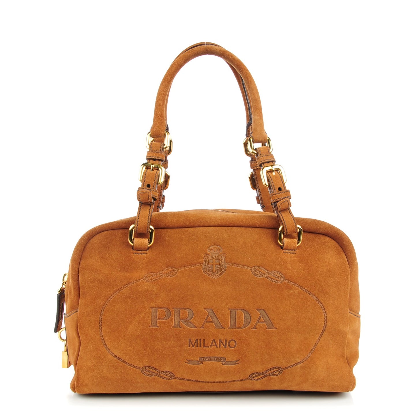 Suede Scamosciato Logo Shoulder Bag Caramel