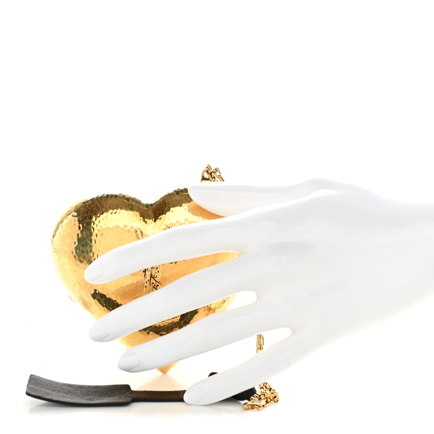 Brass Evening Mini Heart Minaudiere Gold
