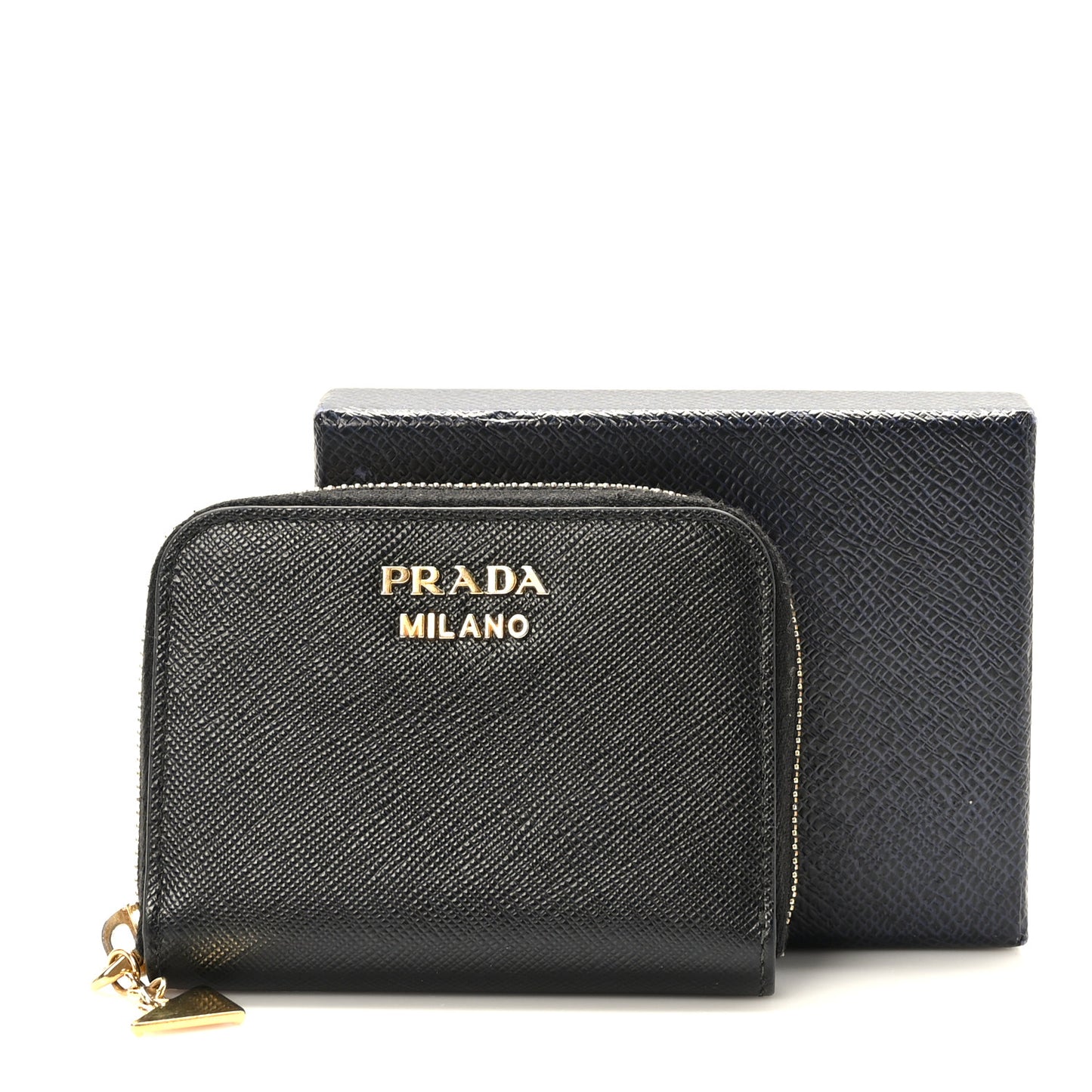 Saffiano Metal Zip Coin Purse Black