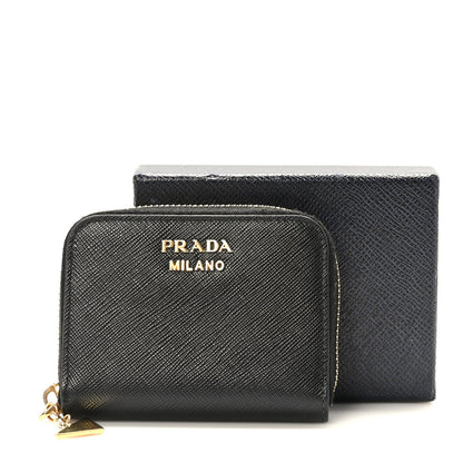 Prada Saffiano Metal Zip Coin Purse Black 3 of 8
