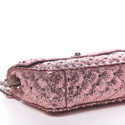 Valentino Garavani Glitter Medium Rockstud Spike Shoulder Bag Antique Pink 7 of 9