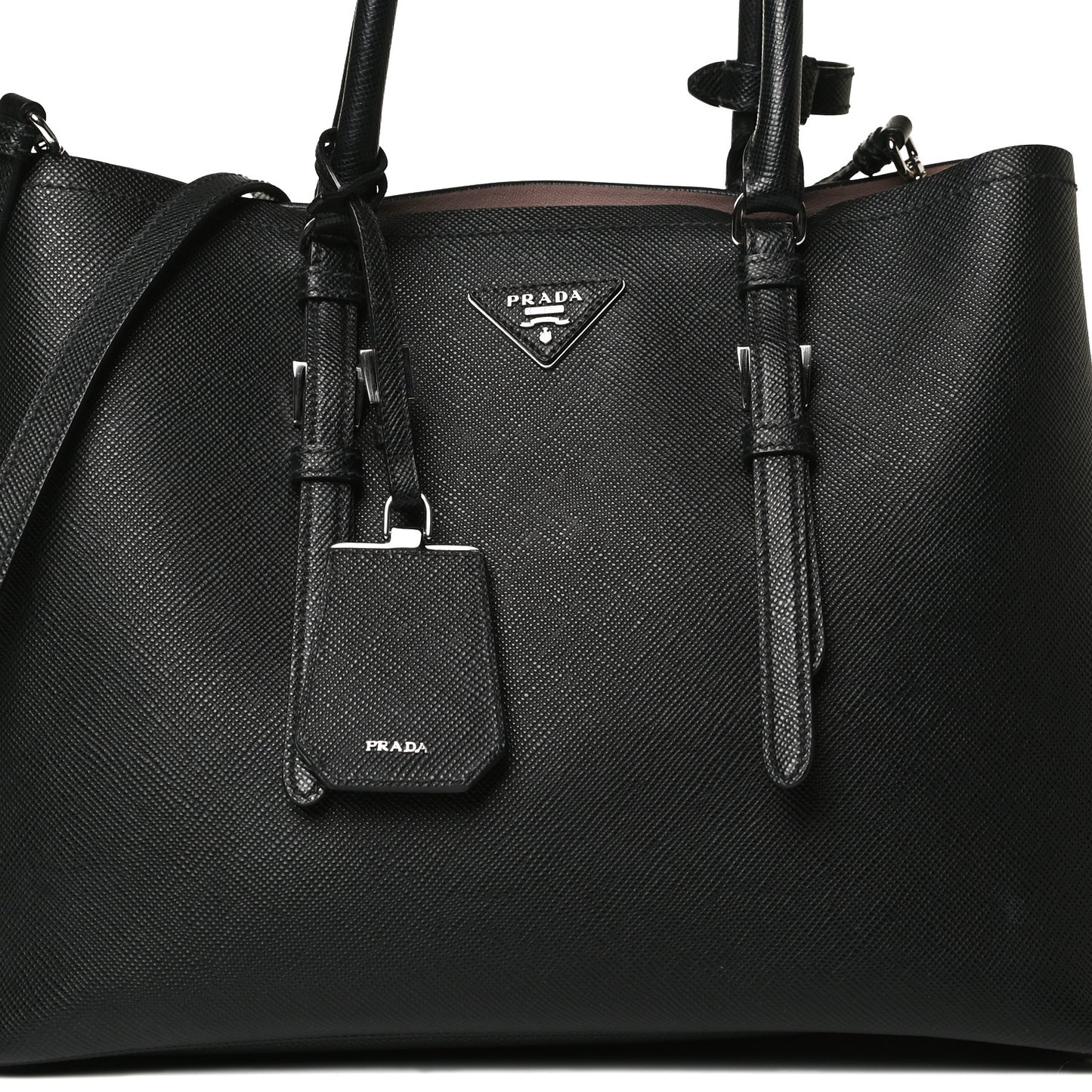 Saffiano Cuir Large Double Bag Black Mughetto