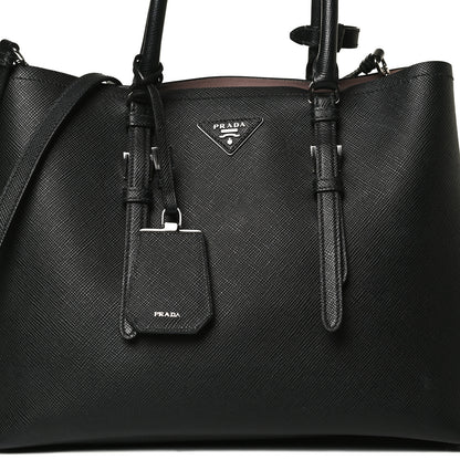 Prada Saffiano Cuir Large Double Bag Black Mughetto 7 of 13