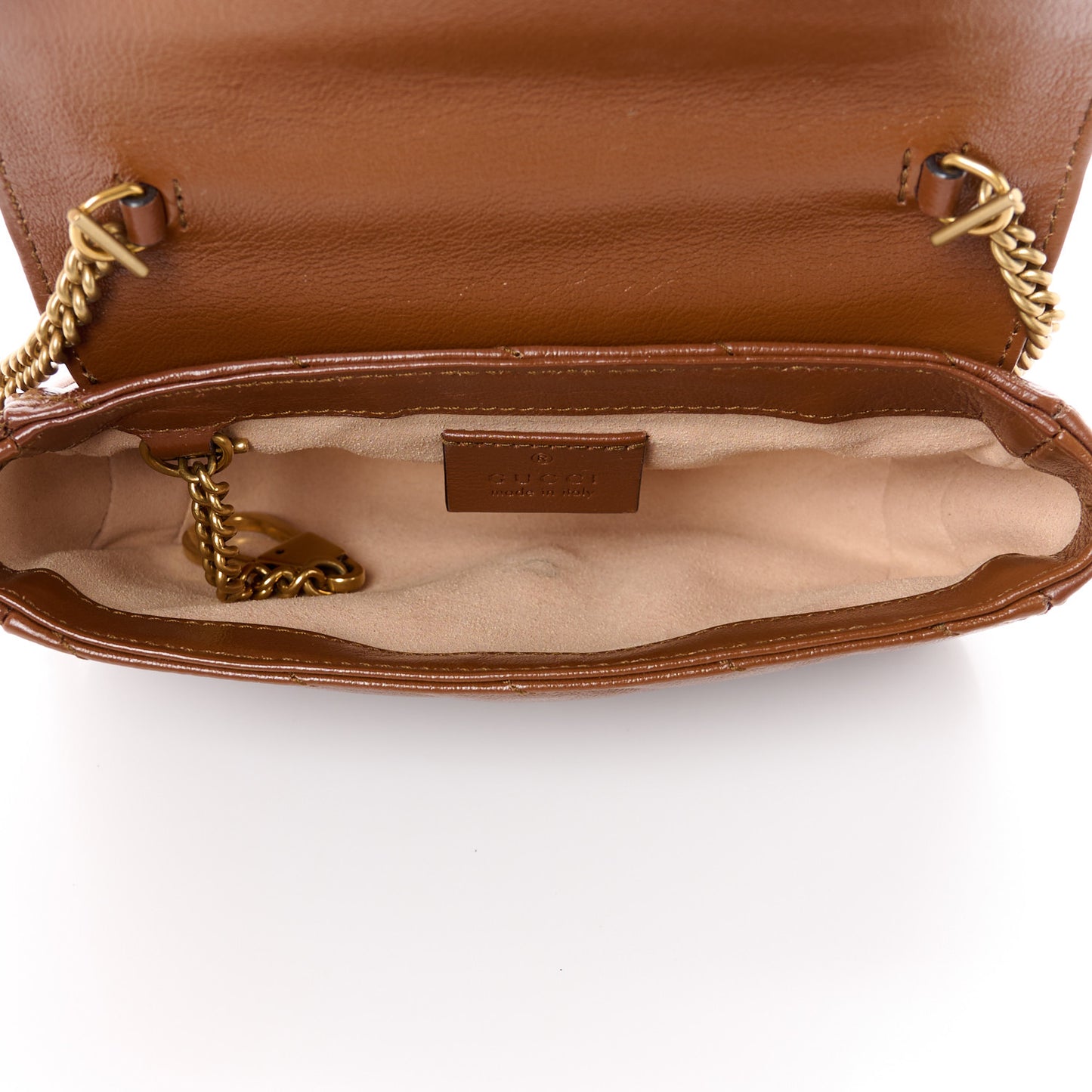 Azalea Calfskin Matelasse Diagonal Super Mini GG Marmont Shoulder Bag Cuir