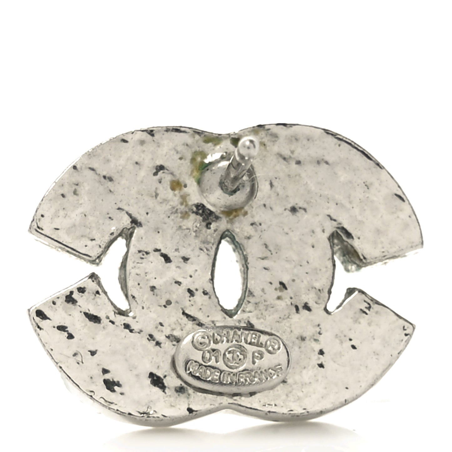Baguette Crystal CC Earrings Silver