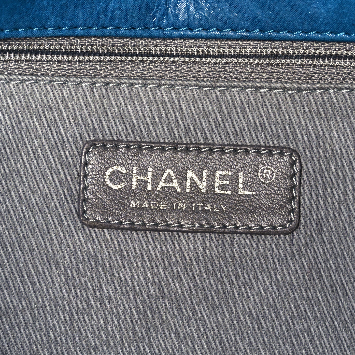 Iridescent Calfskin Glint Flap Blue