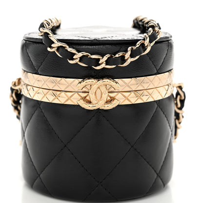 Chanel Metal Lambskin Quilted Small Vanity With Chain Black 8 of 11
