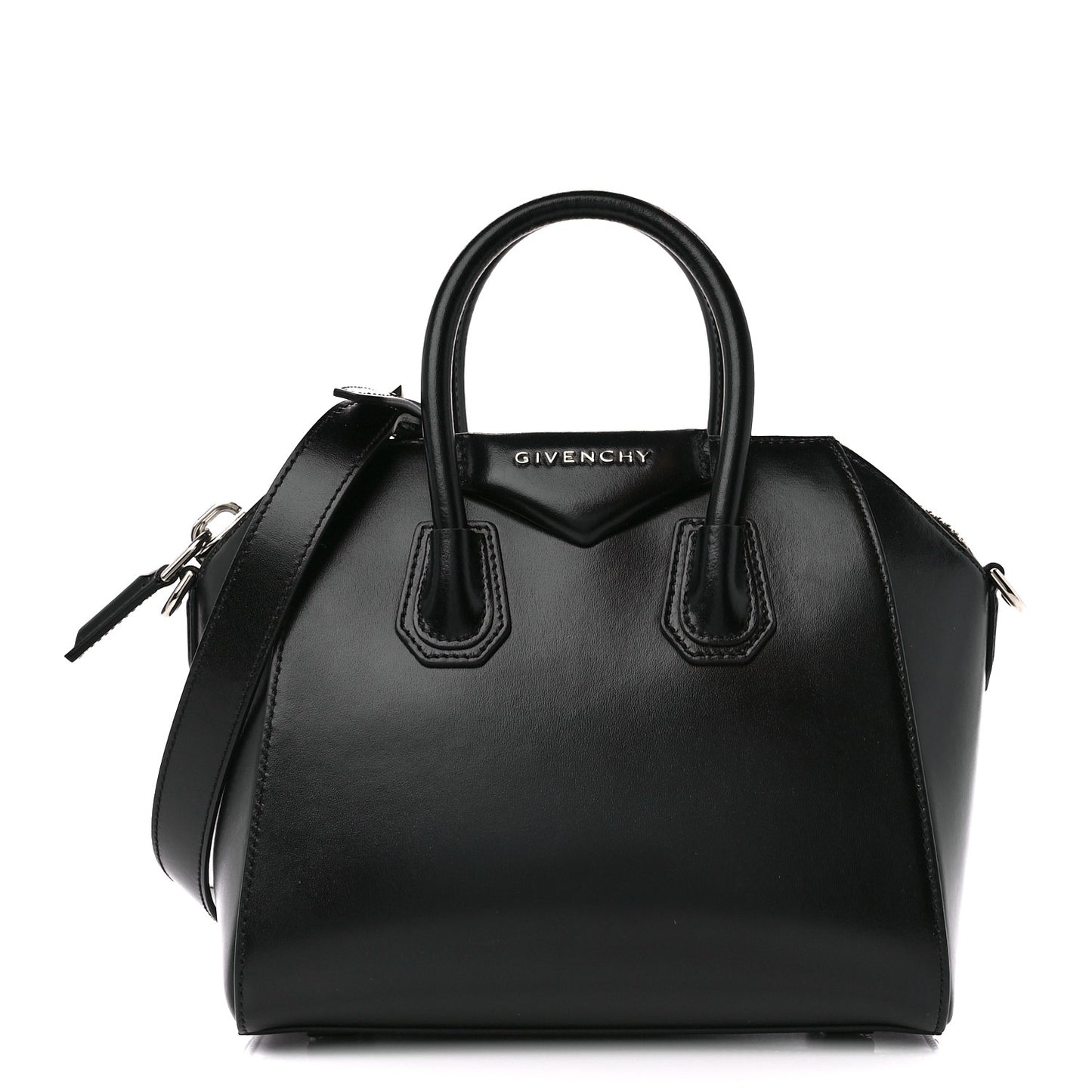 Shiny Lord Calfskin Mini Antigona Black