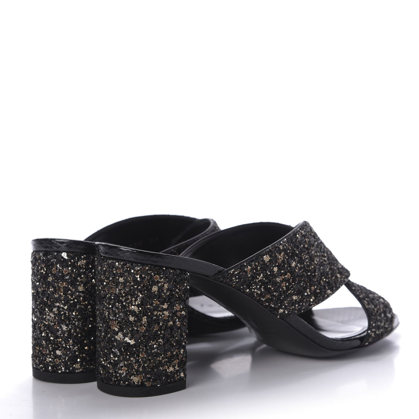 Glitter LouLou 70 Mule Sandals 37 Black Gold