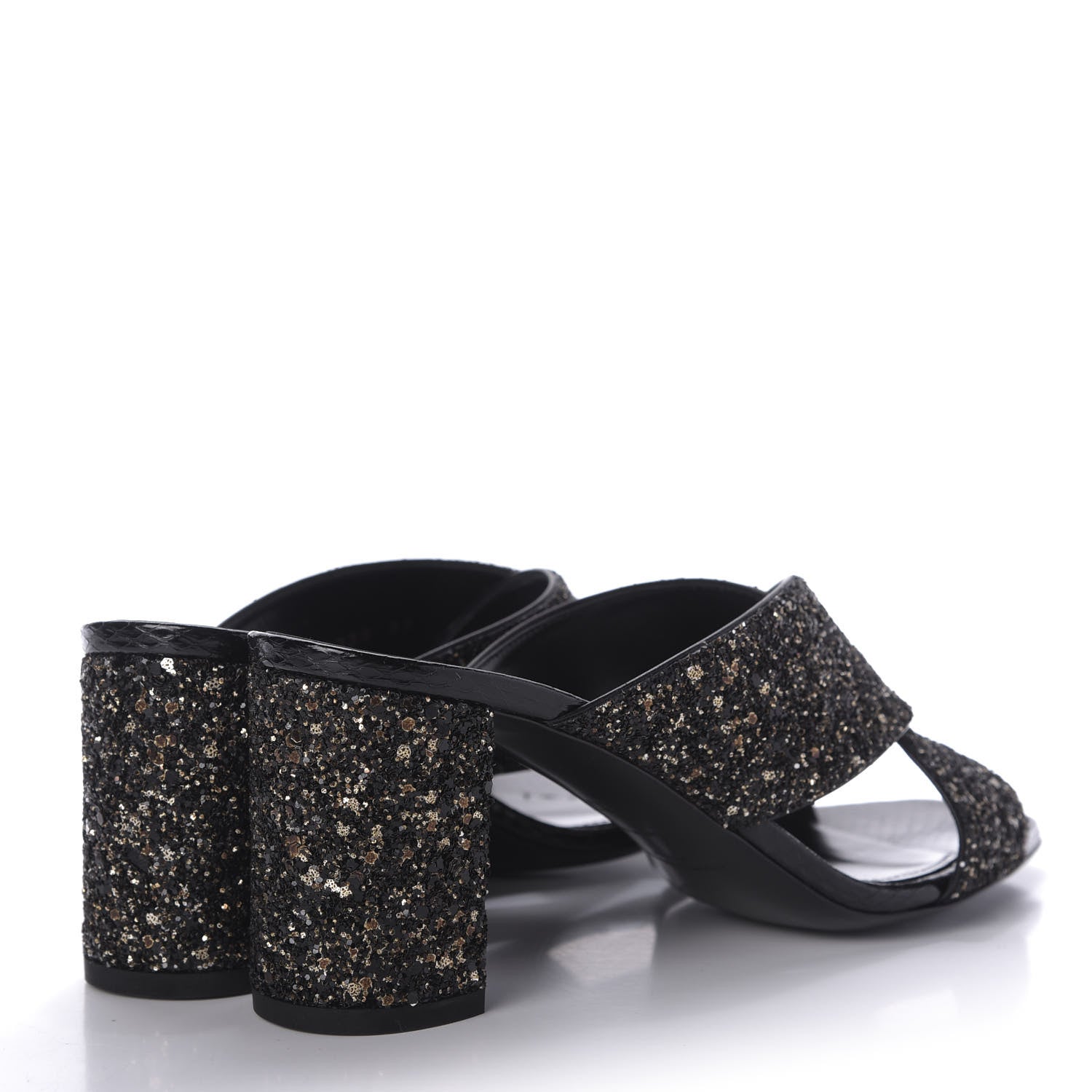 Saint Laurent Glitter LouLou 70 Mule Sandals 37 Black Gold 4 of 10