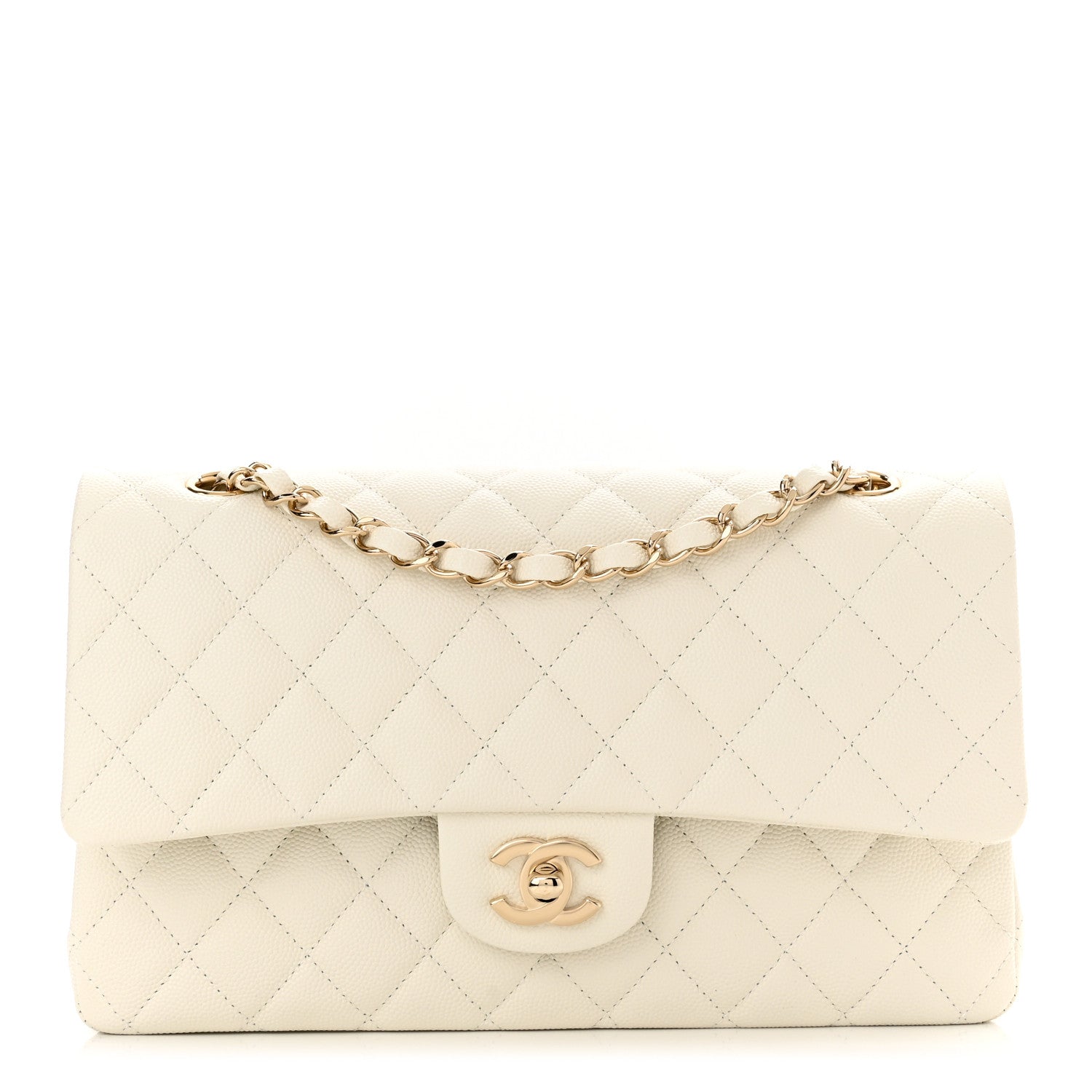 Chanel Caviar Quilted Medium Double Flap White 1 of 10