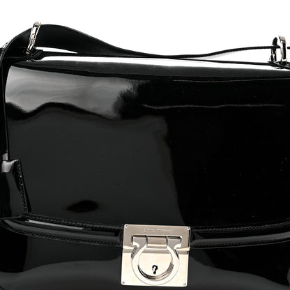 Salvatore Ferragamo Patent Jody Shoulder Bag Black 8 of 12