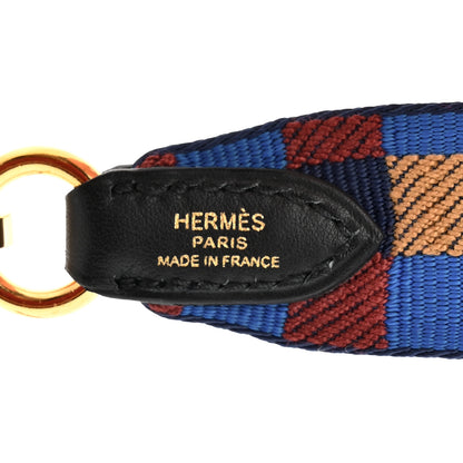 Hermes Toile Swift 25mm Maxi Quadrille Shoulder Strap Bleu Billard Biscuit Rouge H Black 4 of 5