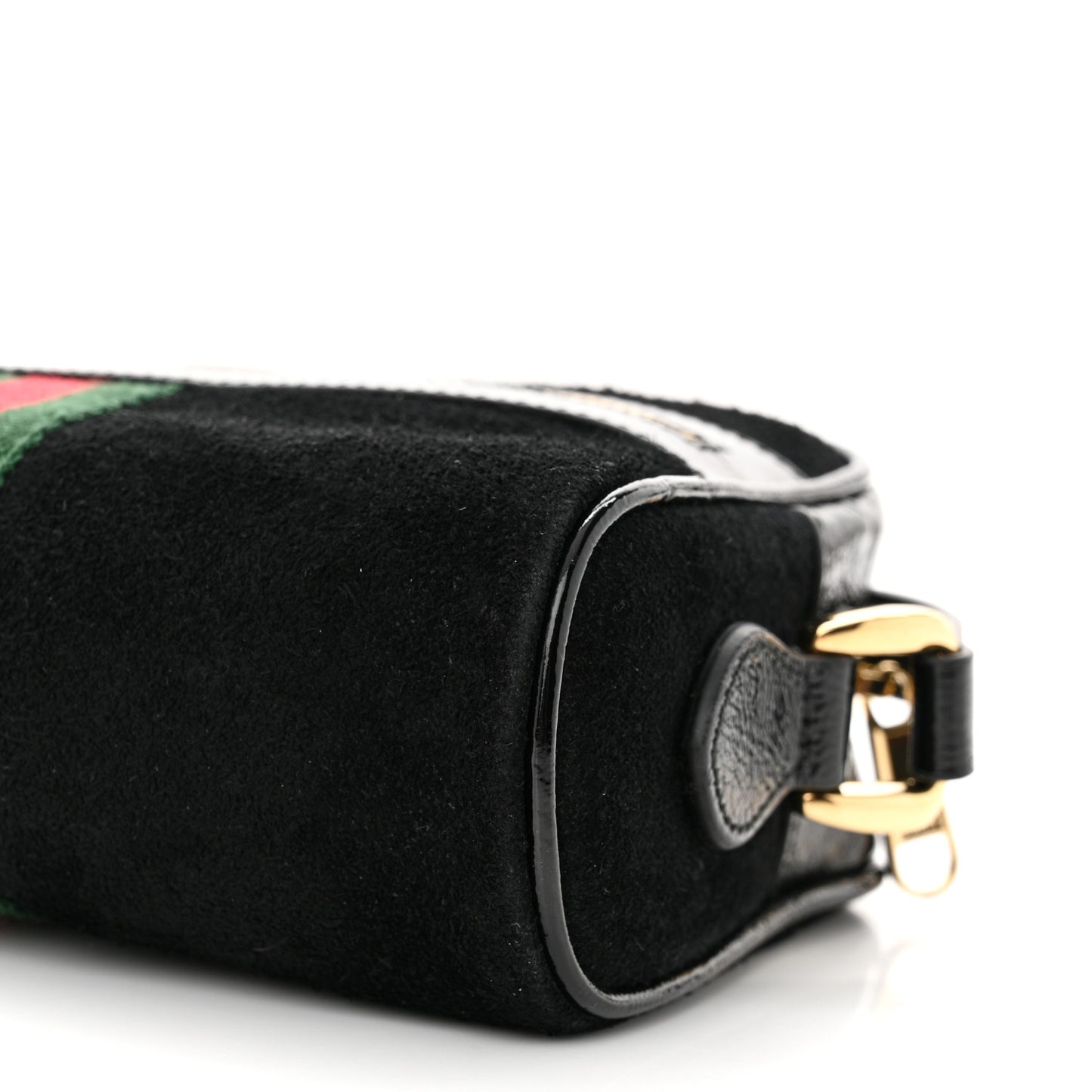 Suede Patent Web Mini Ophidia Shoulder Bag Black