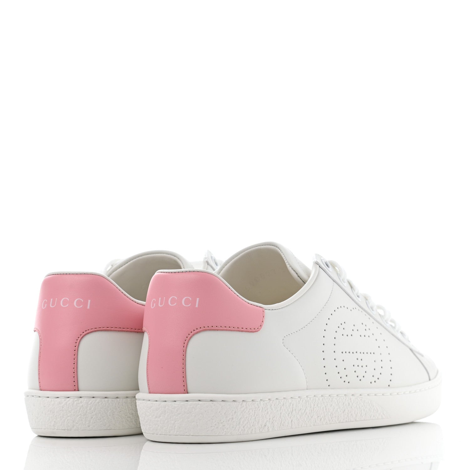 Gucci Calfskin Interlocking G Perforated Womens Ace Sneakers 37.5 White Wild Rose 4 of 9