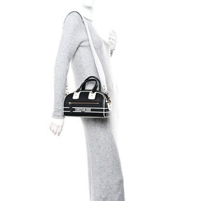 Christian Dior Calfskin Small Dior Vibe Zip Bowling Bag Black White 2 of 12
