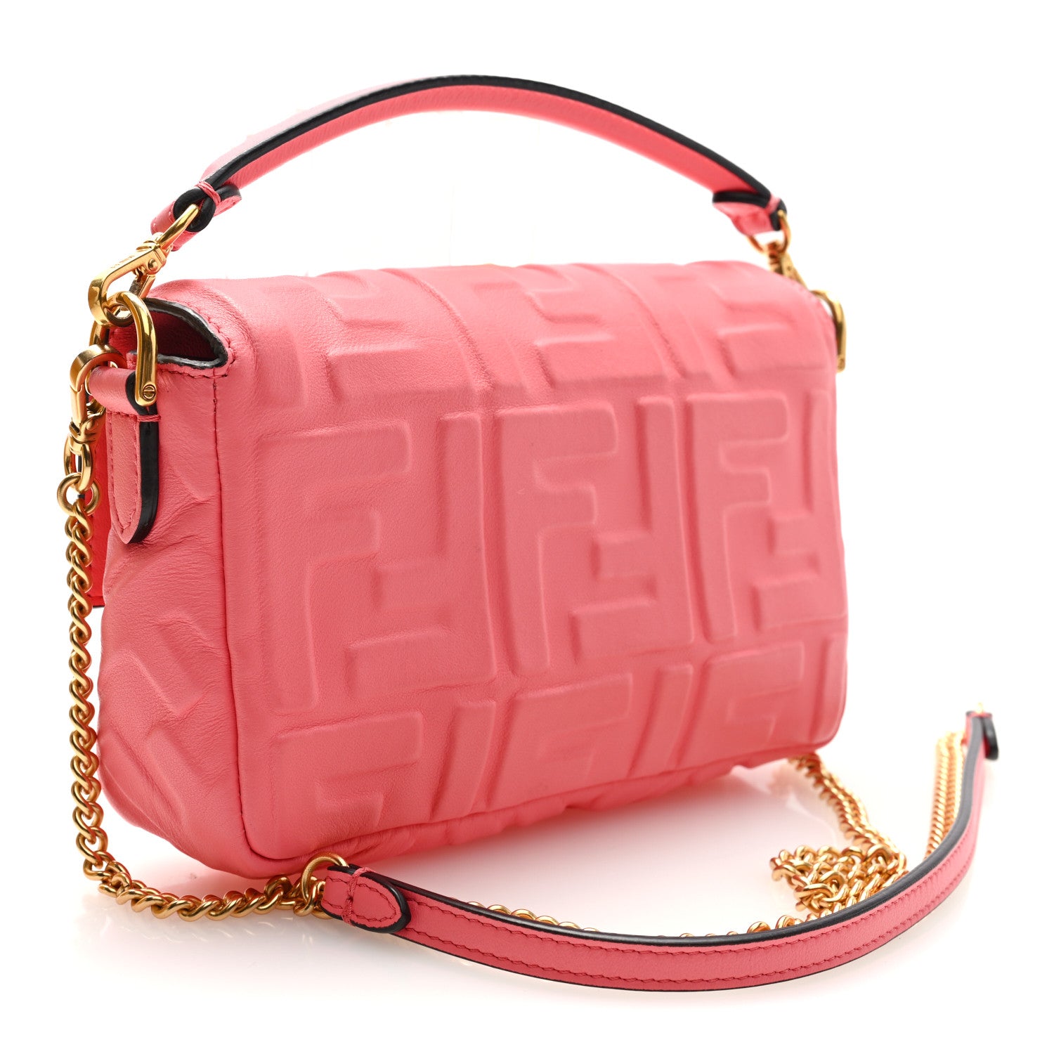 Fendi Nappa FF 1974 Embossed Mini Baguette Pink Dalia 3 of 11