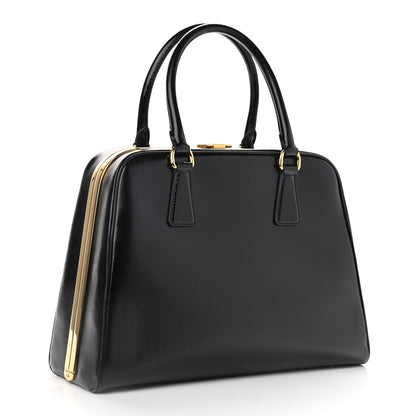 Prada Saffiano Vernice Pyramid Bag Black 3 of 9