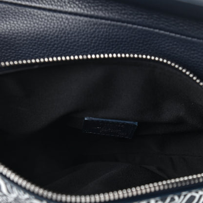 Christian Dior X SHAWN STUSSY Grained Calfskin Printed Mens Saddle Bag Navy Blue 5 of 9