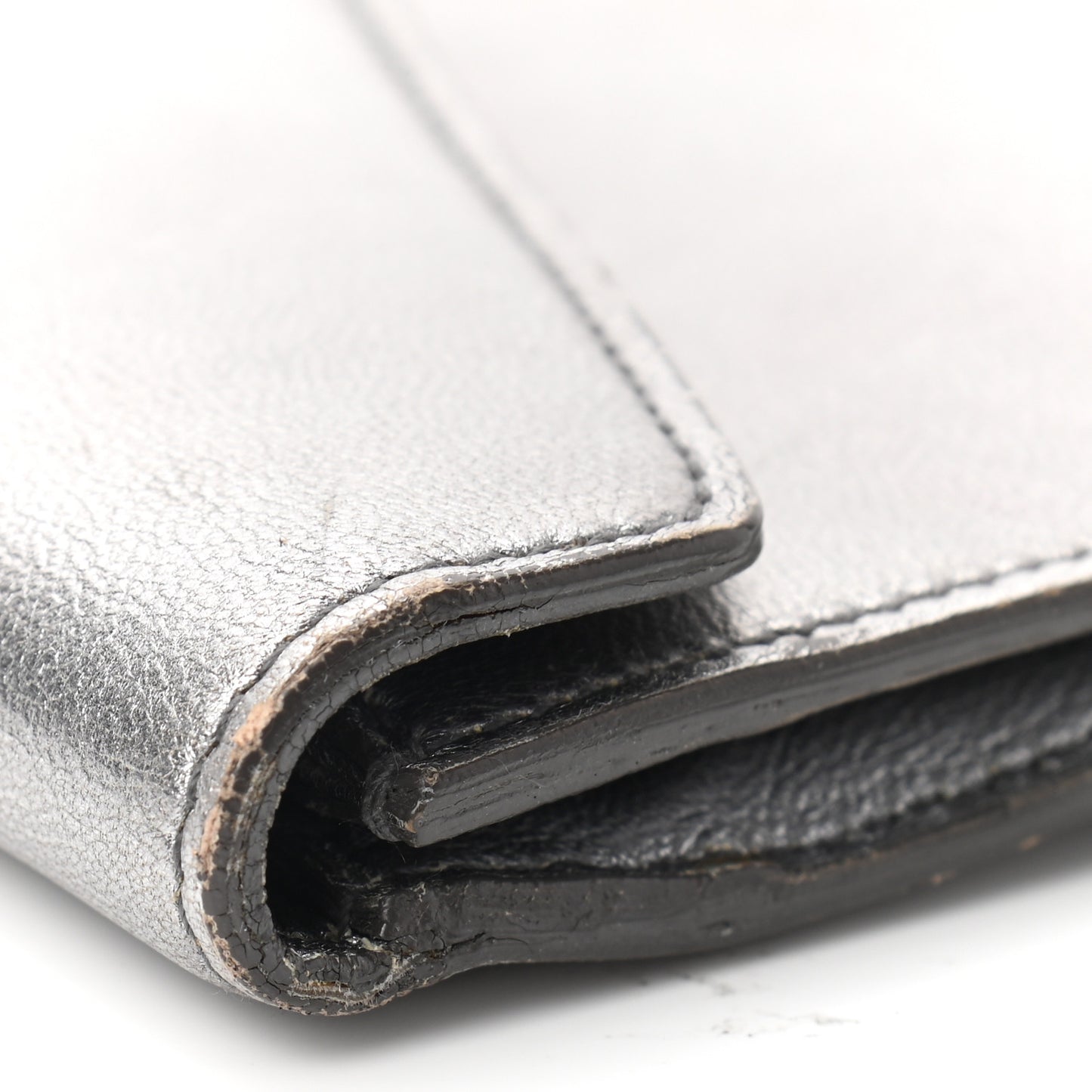 Metallic Calfskin Y-Mail Clutch Silver