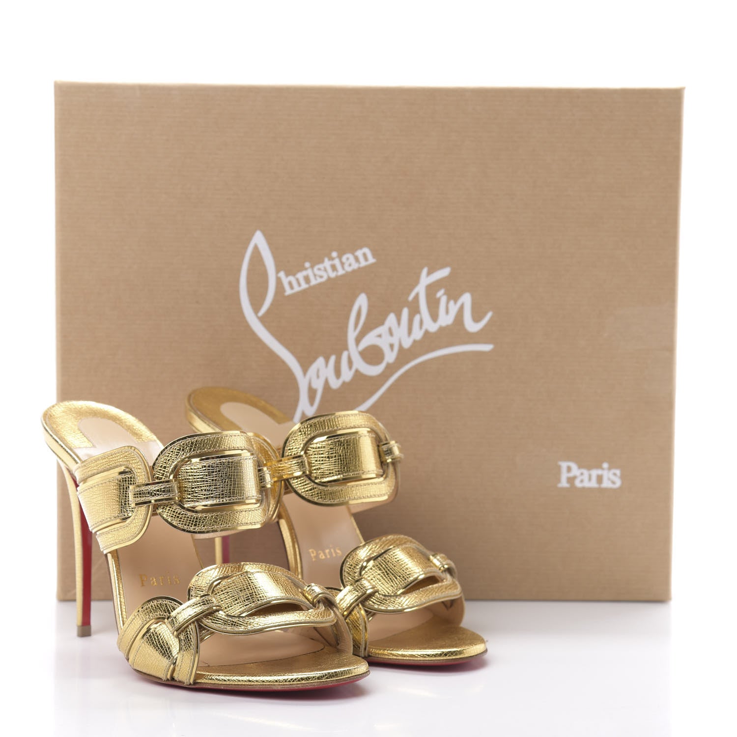 Christian Louboutin Lame Specchio Balistra 100 Slide Sandals 36 Gold 10 of 10