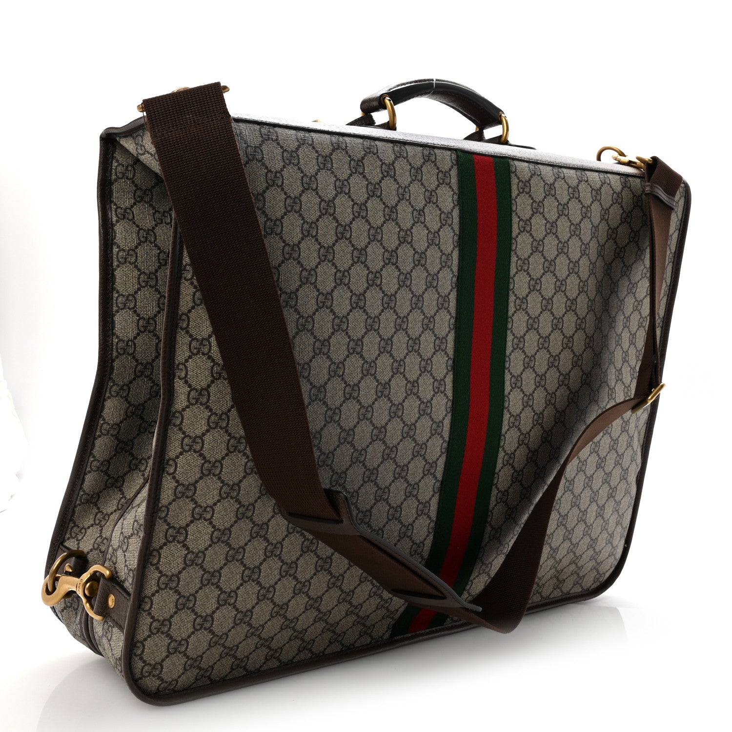 Gucci GG Supreme Monogram Web Savoy Garment Bag Beige Ebony New Acero 2 of 10