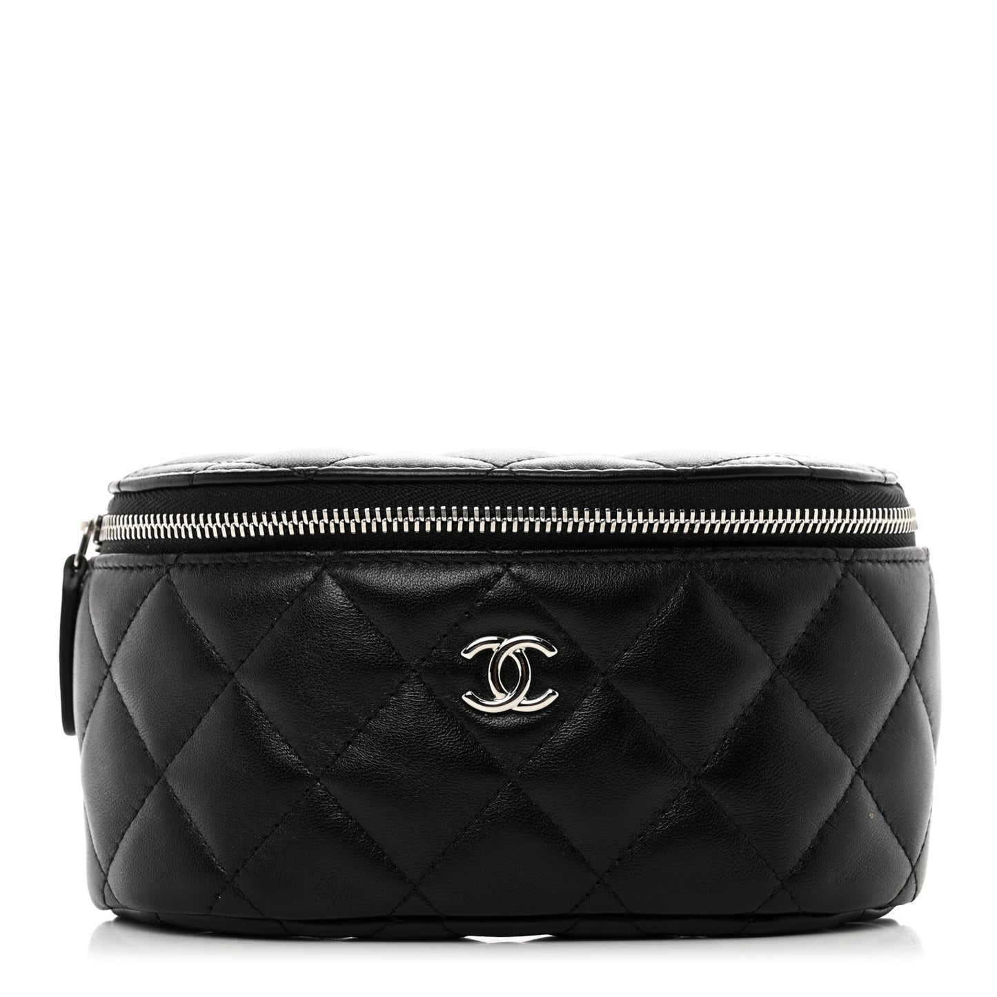Lambskin Quilted Arm Coin Purse Black