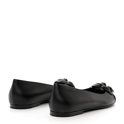 Chanel Lambskin Patent Cap Toe Camellia Ballerina Flats 41 Black 4 of 9