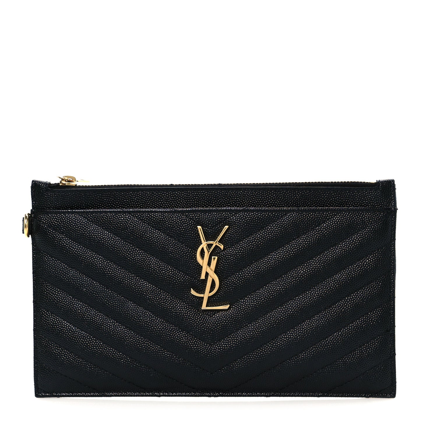 Grain De Poudre Chevron Monogram Large Bill Pouch Black