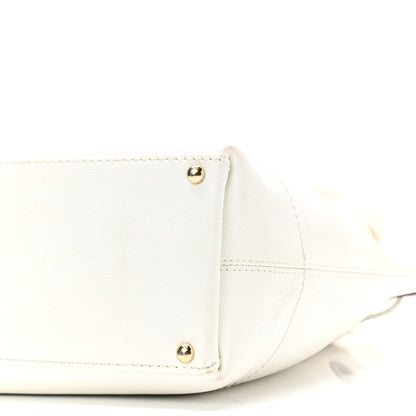 Chanel Caviar Wood Drawstring Bucket Bag White 10 of 15