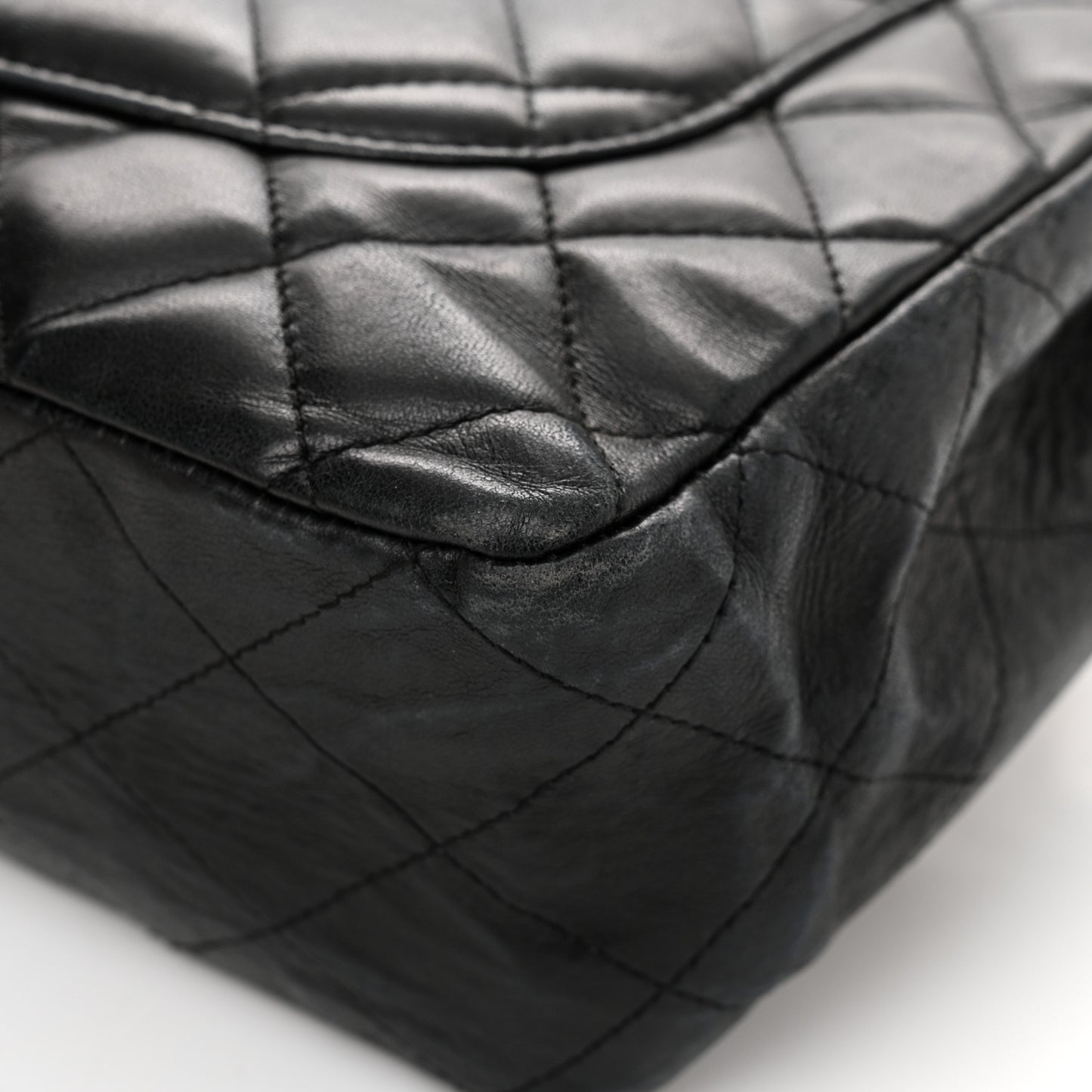 Lambskin Quilted Jumbo Single Flap Black