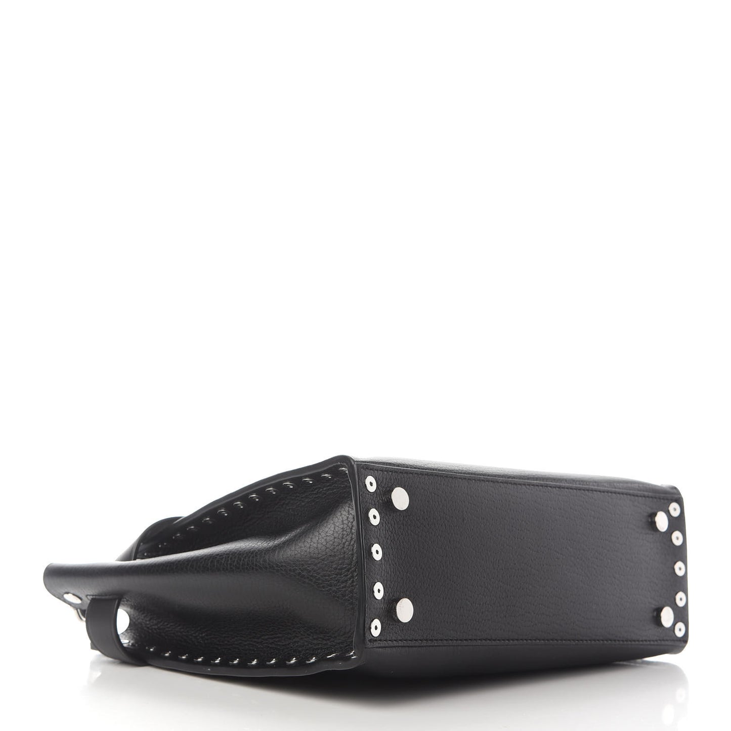 Grained Calfskin Attica Studded Chain Satchel Black