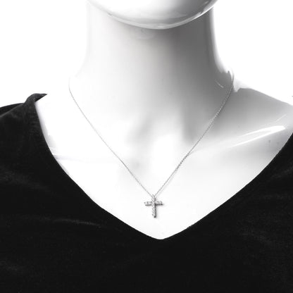 Tiffany Platinum Diamond Small Cross Pendant Necklace 2 of 5